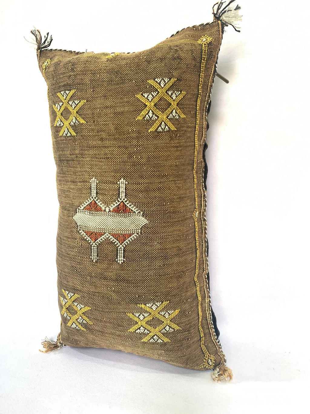 Brown silk pillow, Moroccan Sabra cushion, handmade cactus silk pillow, Berber Sabra cushion, Pillow Thro - product image 5