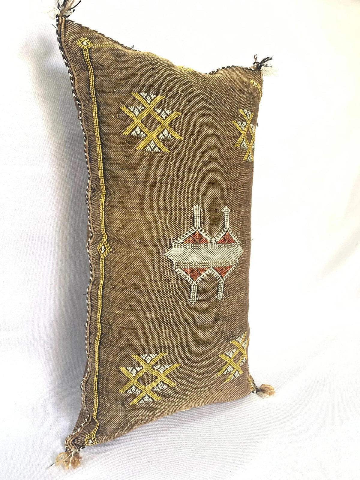 Brown silk pillow, Moroccan Sabra cushion, handmade cactus silk pillow, Berber Sabra cushion, Pillow Thro - product image 6