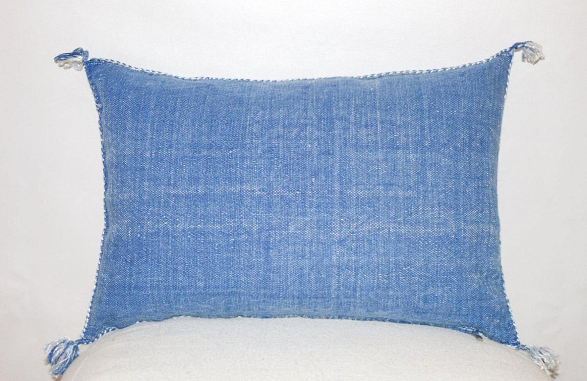 Handmade Blue Moroccan Cactus Silk Lumbar Pillow Cover - product image 2