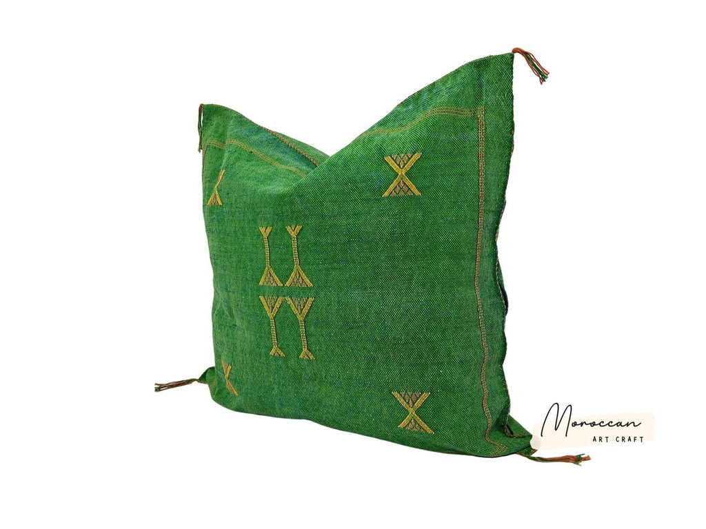 Green Pillows silk All sizes ,Pillow Cactus Silk, Lumbar Cushion Handmade Silk Decorative Pillow, Morocca - product image 5