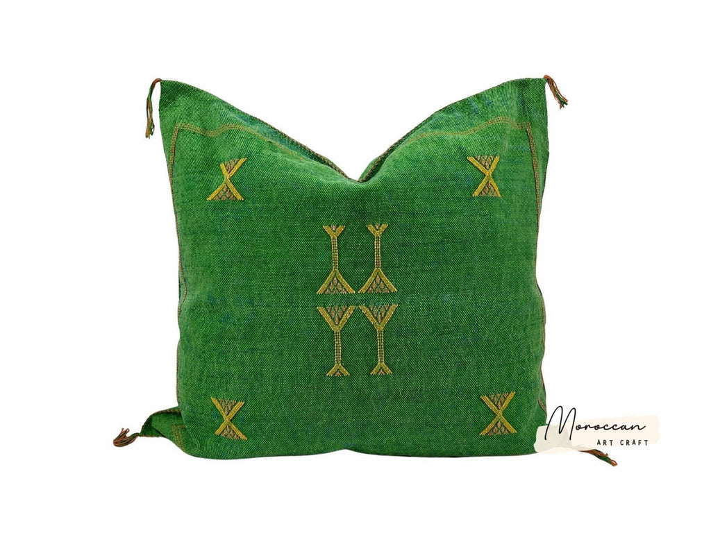 Green Pillows silk All sizes ,Pillow Cactus Silk, Lumbar Cushion Handmade Silk Decorative Pillow, Morocca - product image 2