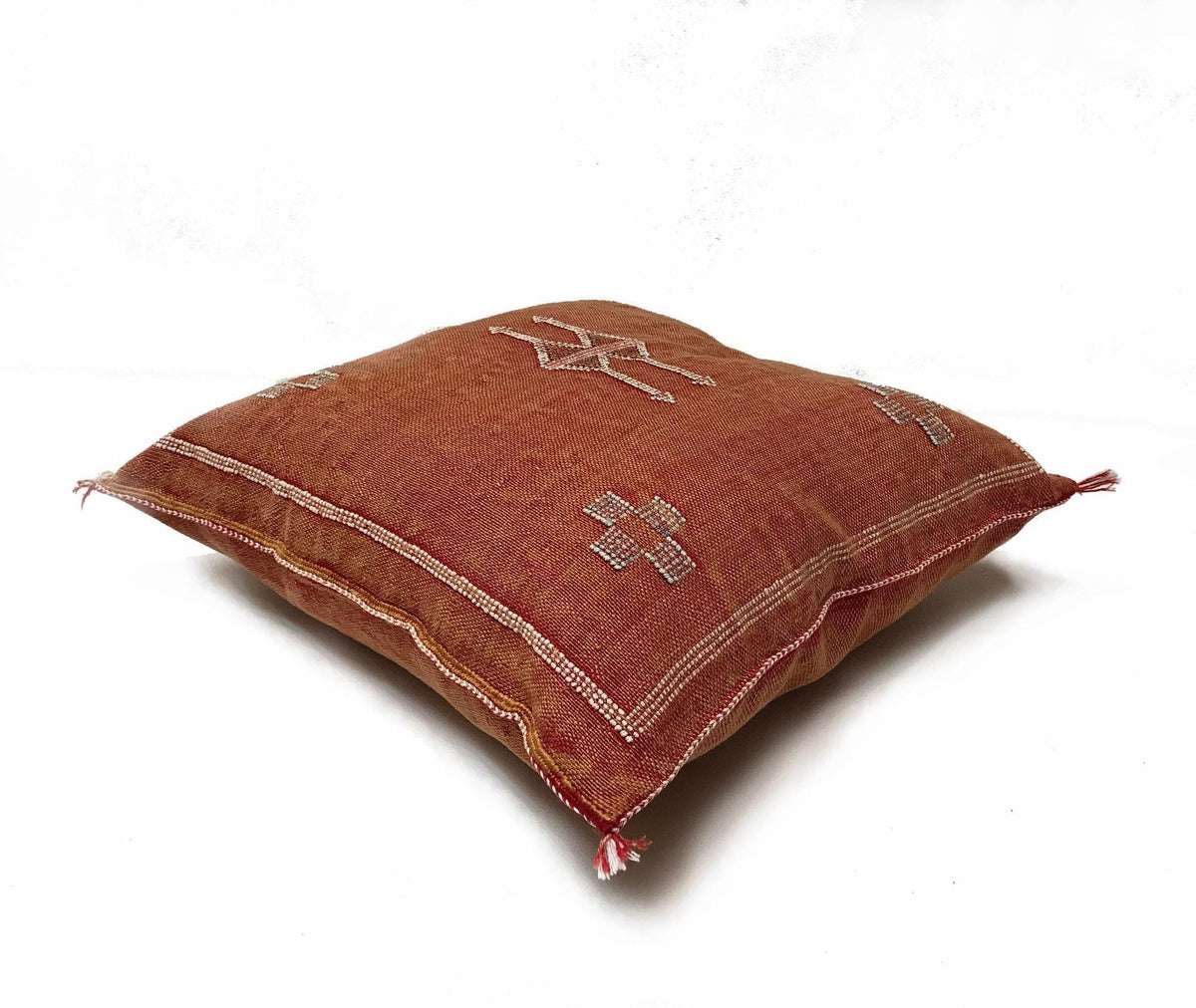 Orange Pillows silk 20x20 ,aka Cactus Silk pillow , Lumbar Cushion Handmade Cactus Silk Pillow, Moroccan - product image 2