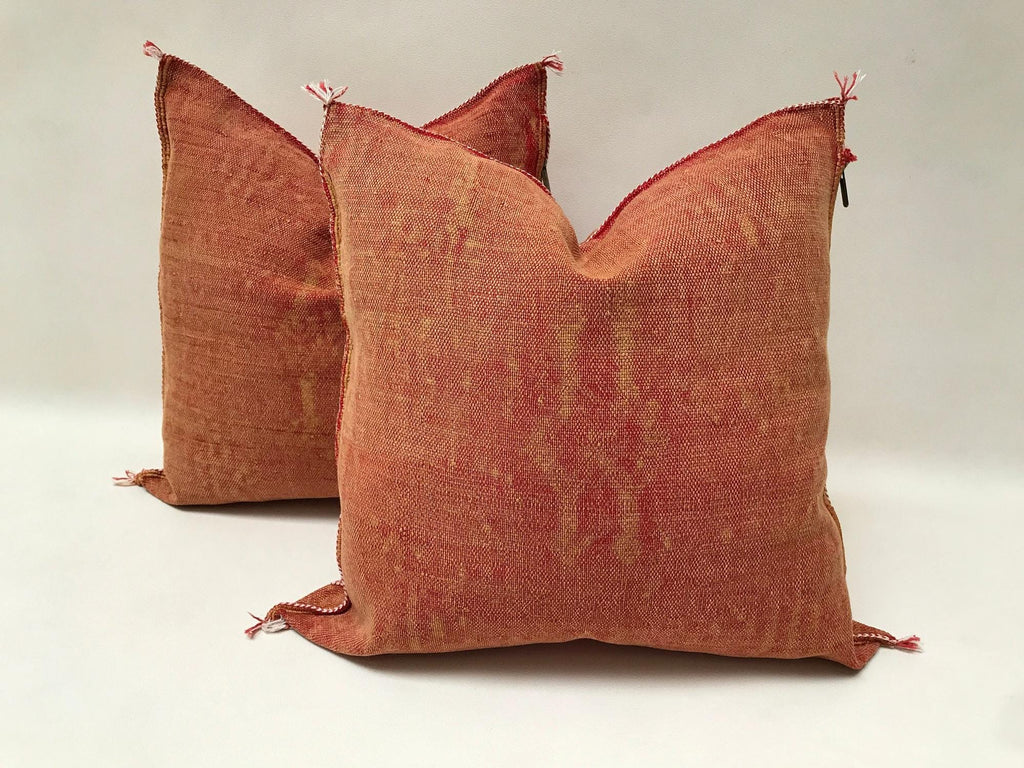 Orange Pillows silk 20x20 ,aka Cactus Silk pillow , Lumbar Cushion Handmade Cactus Silk Pillow, Moroccan - product image 5