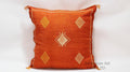 Orange Pillows silk 20x20 ,aka Cactus Silk pillow , Lumbar Cushion Handmade Cactus Silk Pillow, Moroccan - product image 1