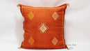 Orange Pillows silk 20x20 ,aka Cactus Silk pillow , Lumbar Cushion Handmade Cactus Silk Pillow, Moroccan - product image 1