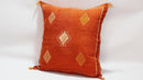 Orange Pillows silk 20x20 ,aka Cactus Silk pillow , Lumbar Cushion Handmade Cactus Silk Pillow, Moroccan - product image 3