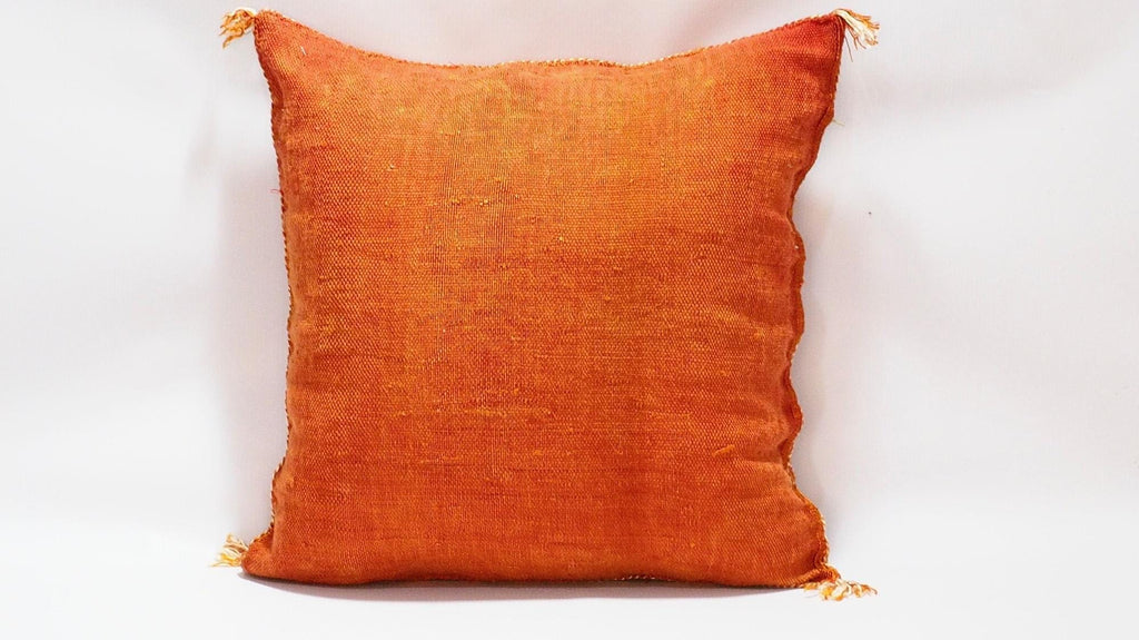Orange Pillows silk 20x20 ,aka Cactus Silk pillow , Lumbar Cushion Handmade Cactus Silk Pillow, Moroccan - product image 2