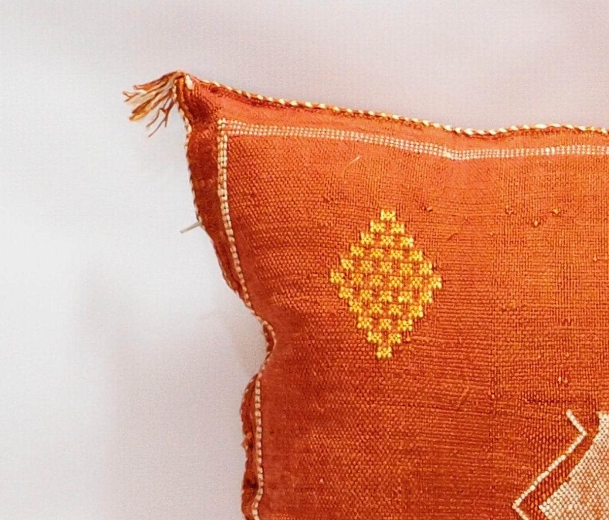 Orange Pillows silk 20x20 ,aka Cactus Silk pillow , Lumbar Cushion Handmade Cactus Silk Pillow, Moroccan - product image 5