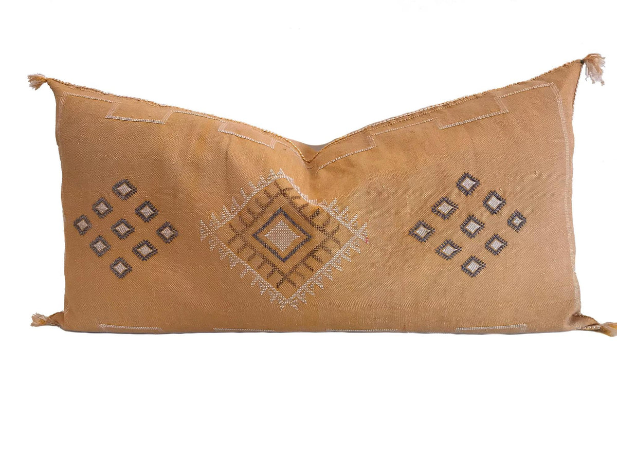 Peach silk pillow ALL Sizes, Moroccan Sabra cushion handmade cactus silk pillow, Berber Sabra cushion, Pi - product image 1