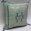Light Blue Cactus Silk Pillow, Handmade Moroccan Lumbar Cushion - product image 4