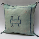 Light Blue Cactus Silk Pillow, Handmade Moroccan Lumbar Cushion - product image 5