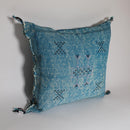 Blue Cactus Silk Pillow, Moroccan Lumbar Cushion, Handmade Sabra Pillow - product image 3