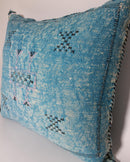 Blue Cactus Silk Pillow, Moroccan Lumbar Cushion, Handmade Sabra Pillow - product image 4