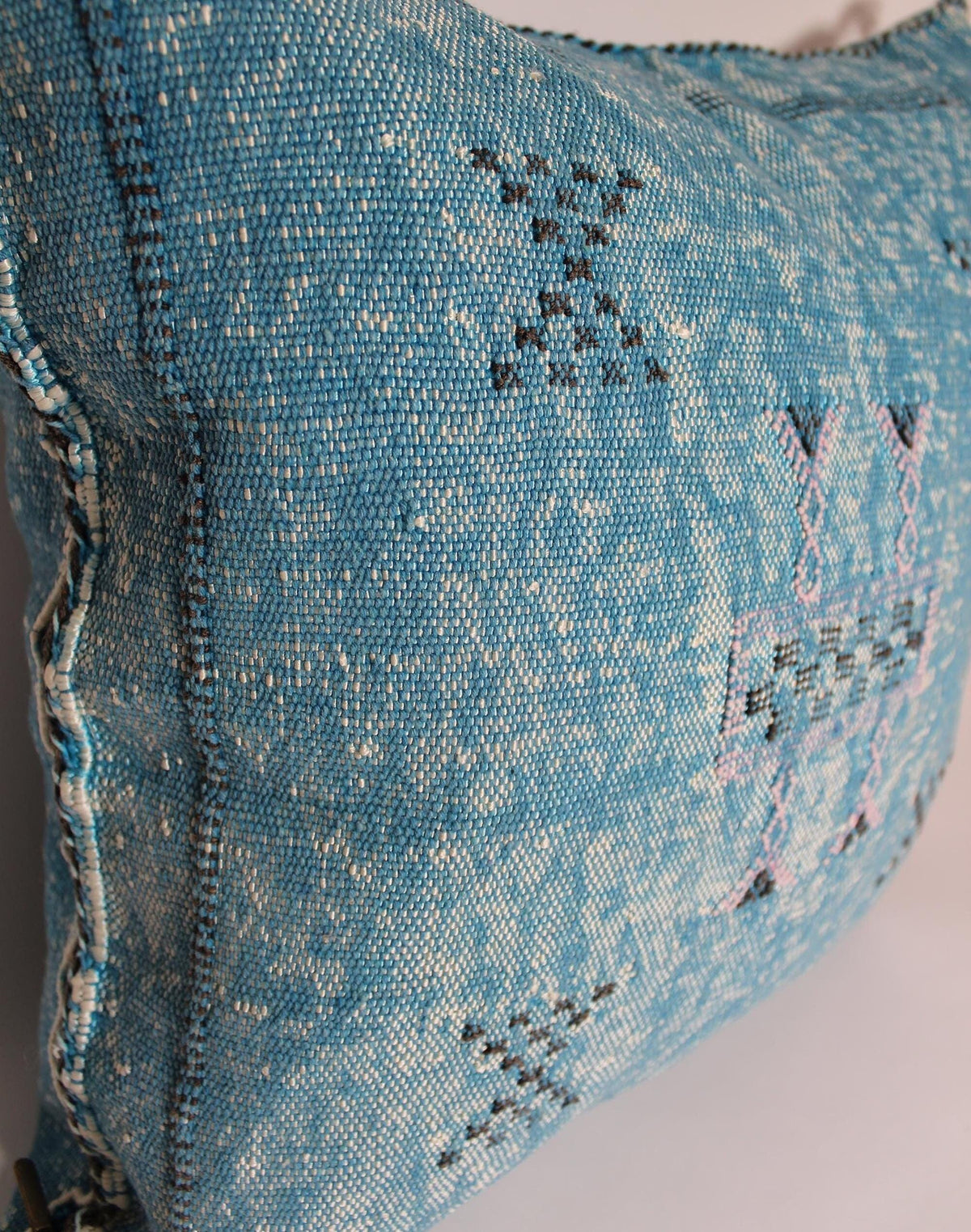 Blue Cactus Silk Pillow, Moroccan Lumbar Cushion, Handmade Sabra Pillow - product image 6