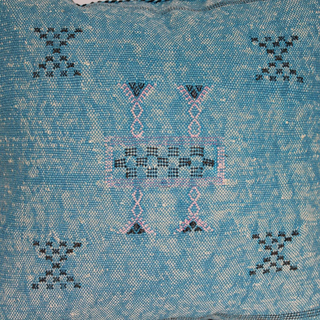 Blue Cactus Silk Pillow, Moroccan Lumbar Cushion, Handmade Sabra Pillow - product image 7