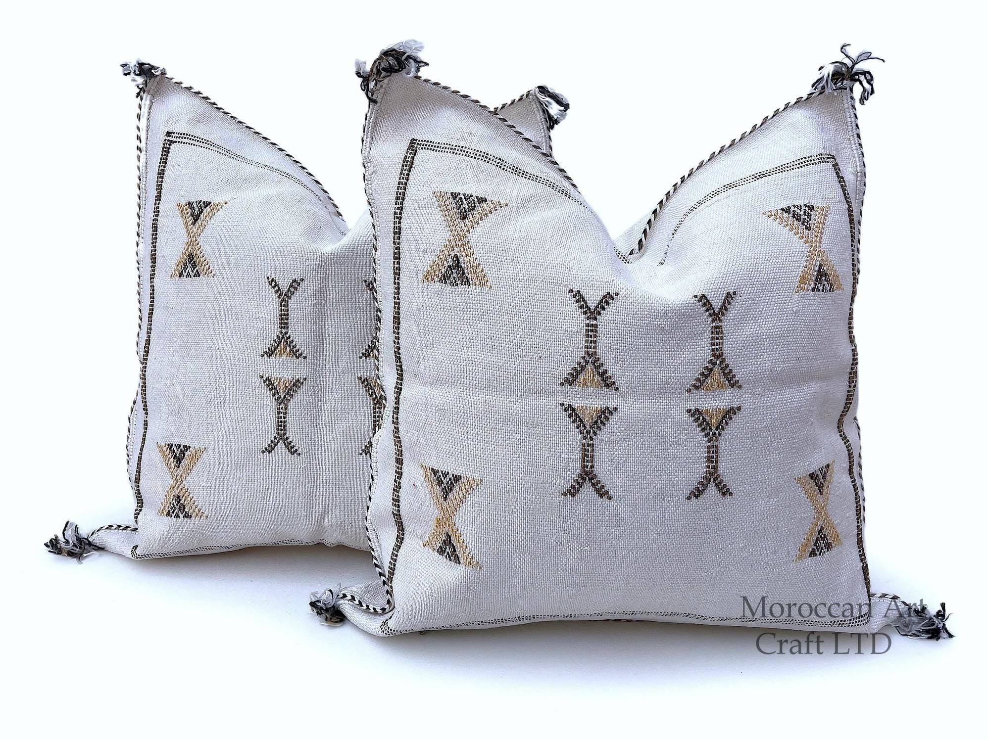 White Pillows silk All sizes ,Pillow Cactus Silk, White Lumbar Cushion Handmade Silk Decorative Pillow, M - product image 1
