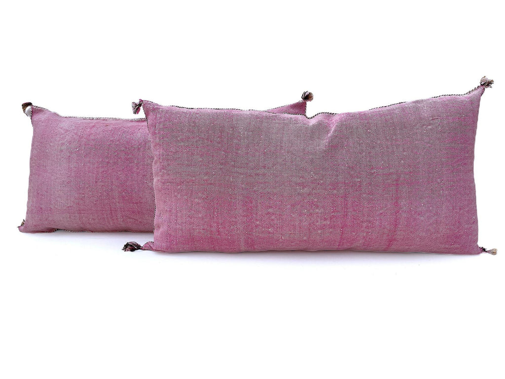 Pink Pillows silk 20x40,Pillow Cactus Silk, White Lumbar Cushion Handmade Cactus Silk Decorative Pillow - product image 3