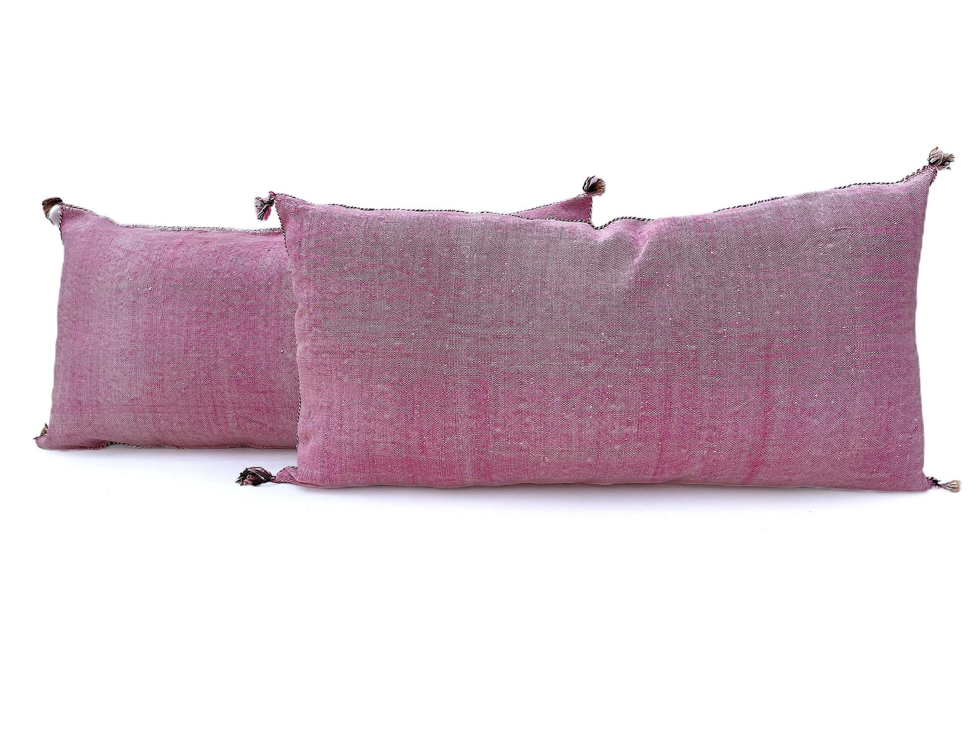 Pink Pillows silk 20x40,Pillow Cactus Silk, White Lumbar Cushion Handmade Cactus Silk Decorative Pillow - product image 3