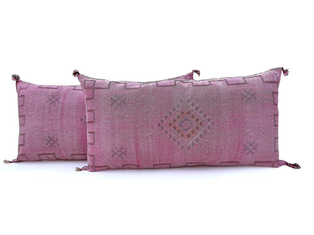 Pink Pillows silk 20x40,Pillow Cactus Silk, White Lumbar Cushion Handmade Cactus Silk Decorative Pillow - product image 9