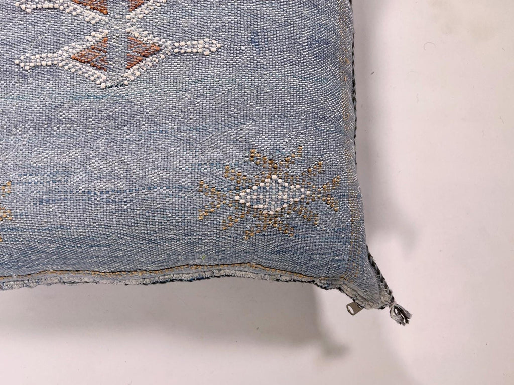 Washed Blue Moroccan Cactus Silk Pillow ALL SIZES - product image 9