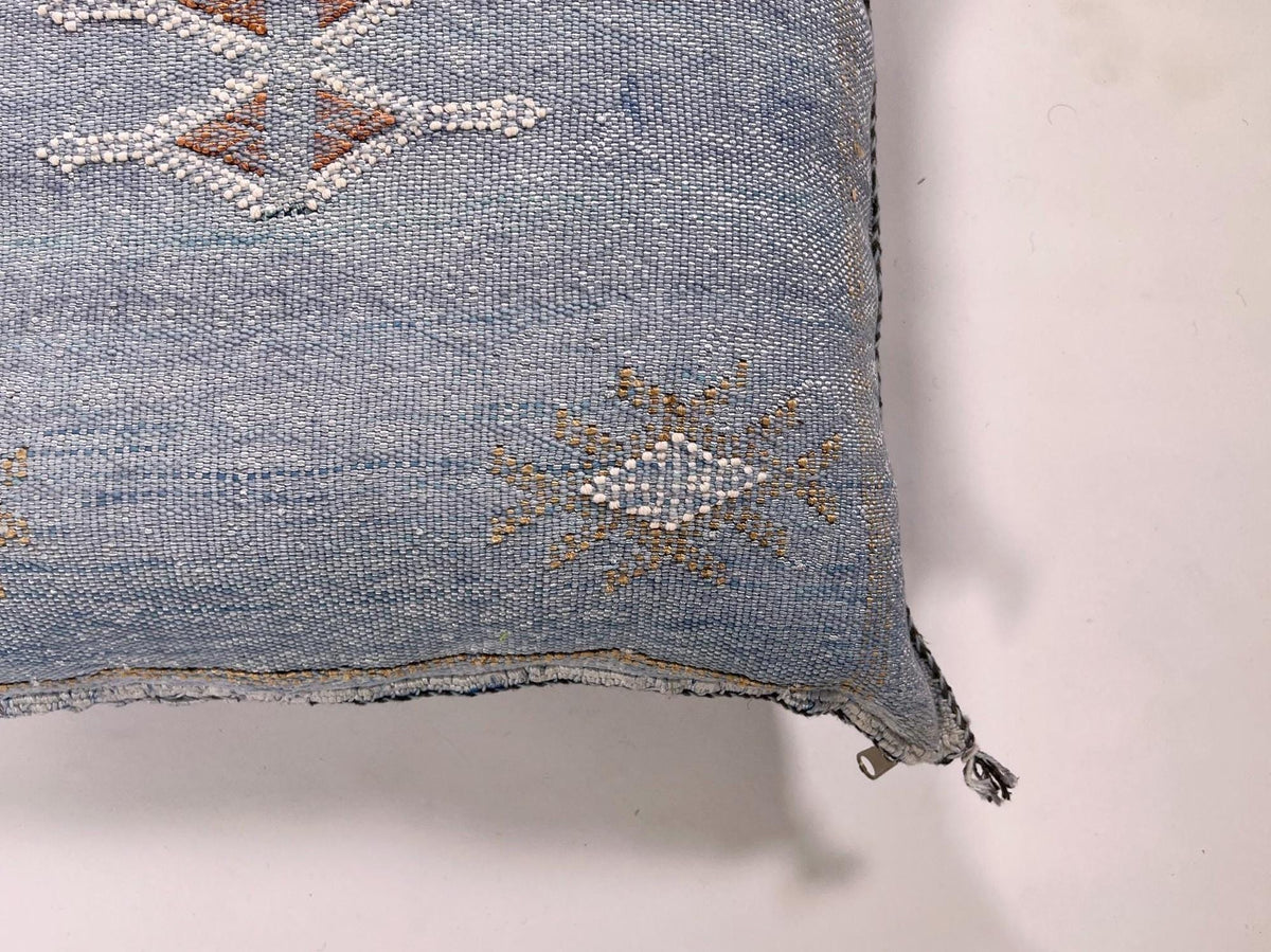 Washed Blue Moroccan Cactus Silk Pillow ALL SIZES - product image 9