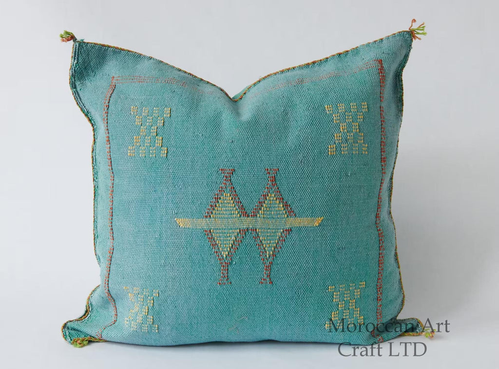 Turquoise Moroccan Cactus Silk Pillow ALL SIZES - product image 1