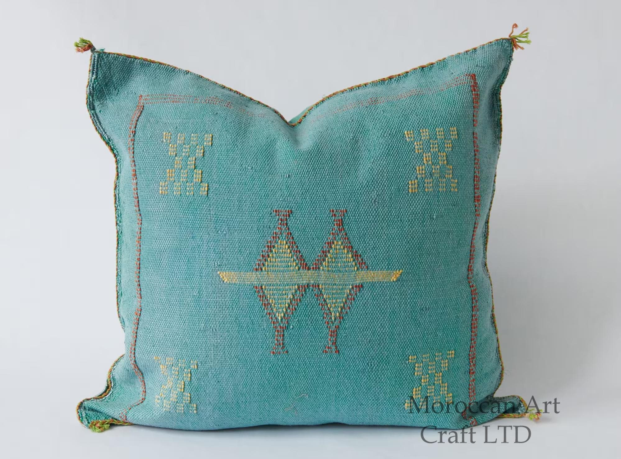 Turquoise Moroccan Cactus Silk Pillow ALL SIZES - product image 1