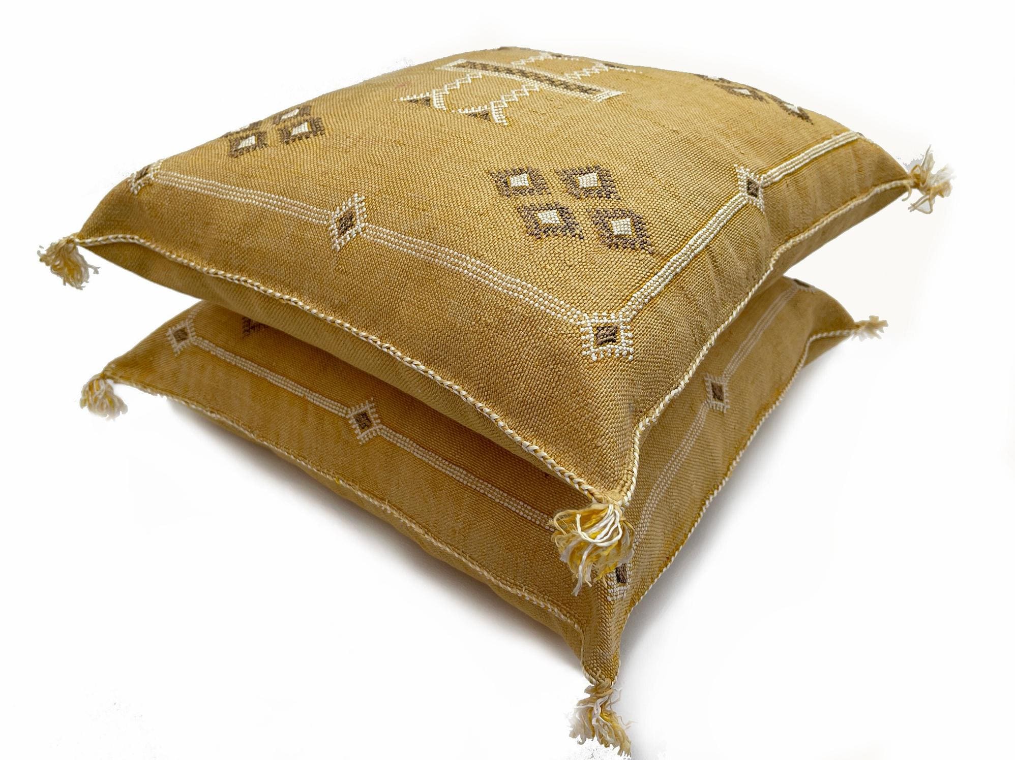 Yellow silk pillow, Moroccan Sabra cushion, handmade cactus silk pillow, Berber Sabra cushion, Pillow Thr - product image 8