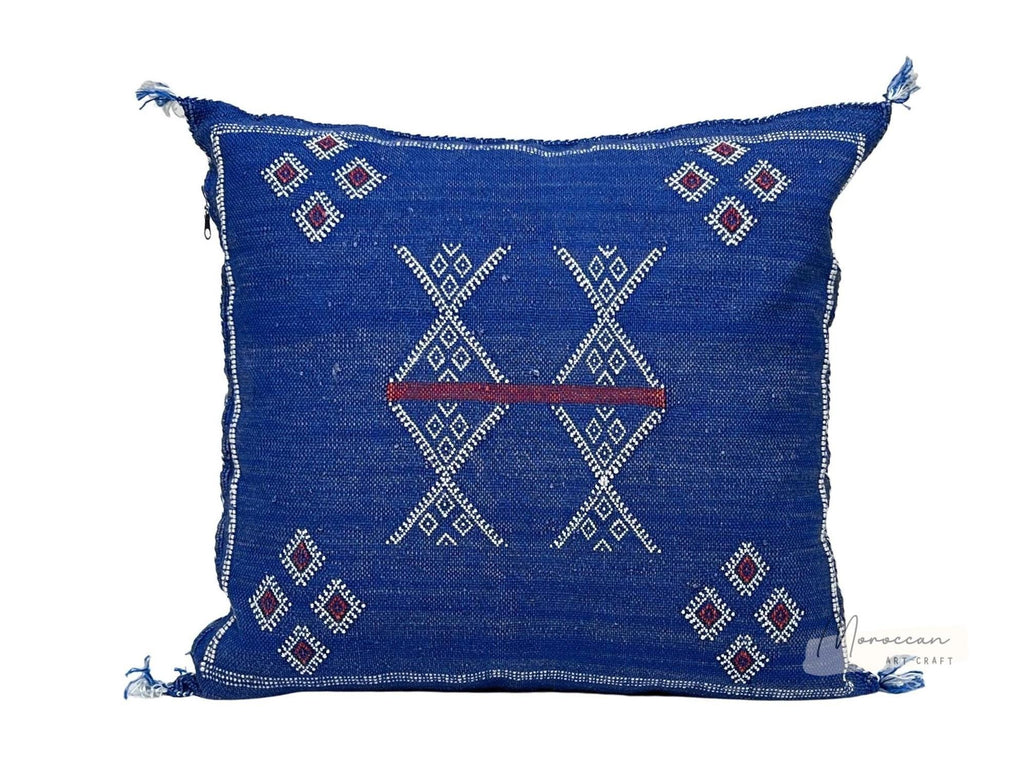 Blue Pillows silk All sizes ,Pillow Cactus Silk, Lumbar Cushion Handmade Silk Decorative Pillow, Moroccan - product image 6