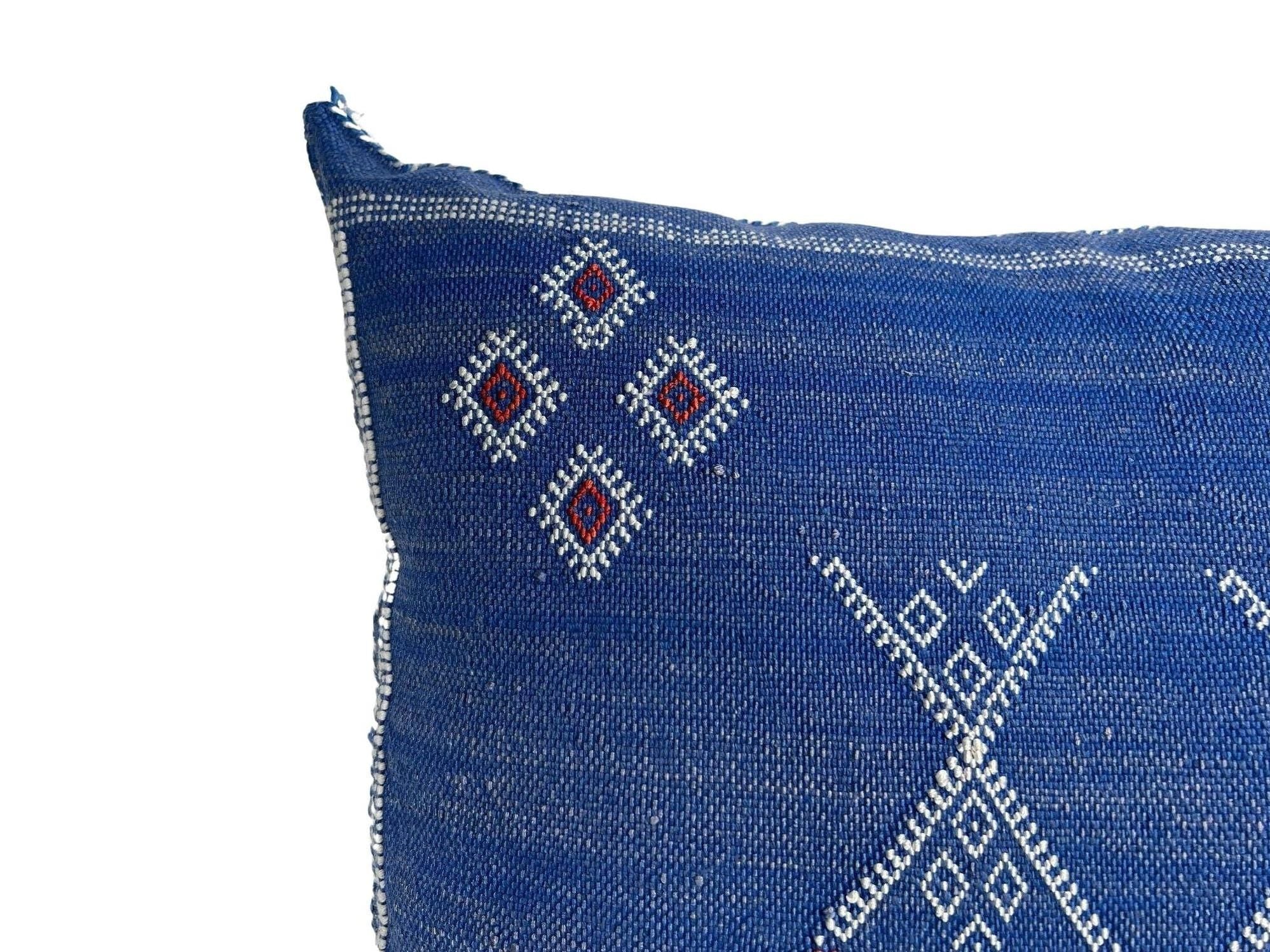 Blue Pillows silk All sizes ,Pillow Cactus Silk, Lumbar Cushion Handmade Silk Decorative Pillow, Moroccan - product image 7