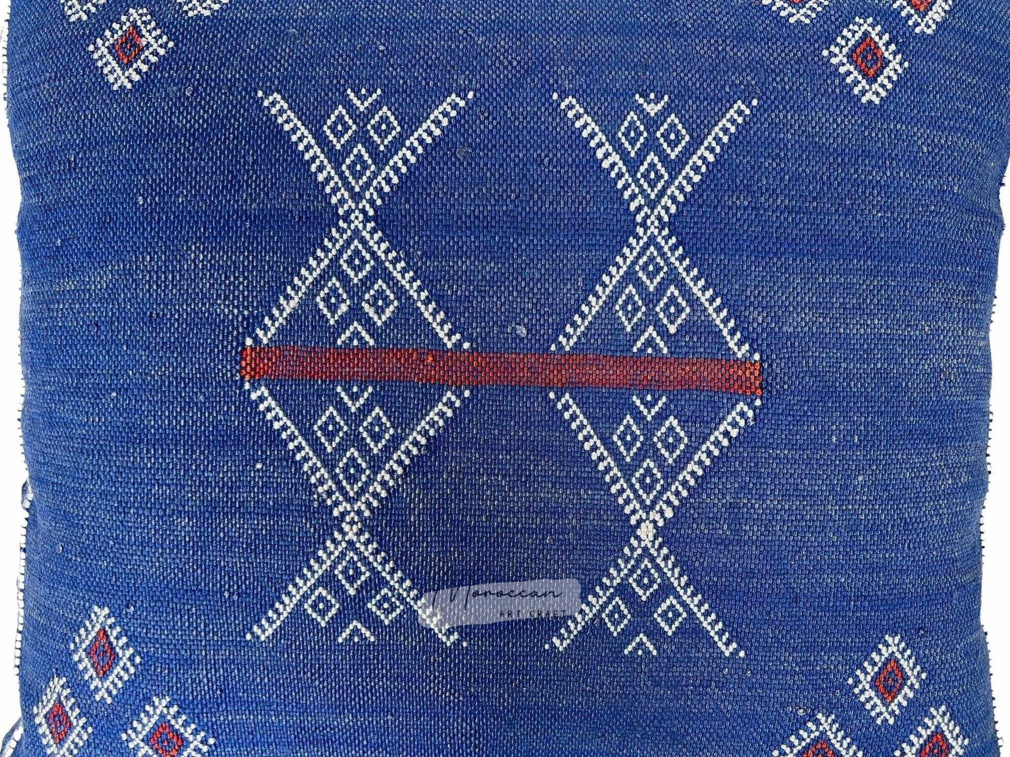 Blue Pillows silk All sizes ,Pillow Cactus Silk, Lumbar Cushion Handmade Silk Decorative Pillow, Moroccan - product image 10