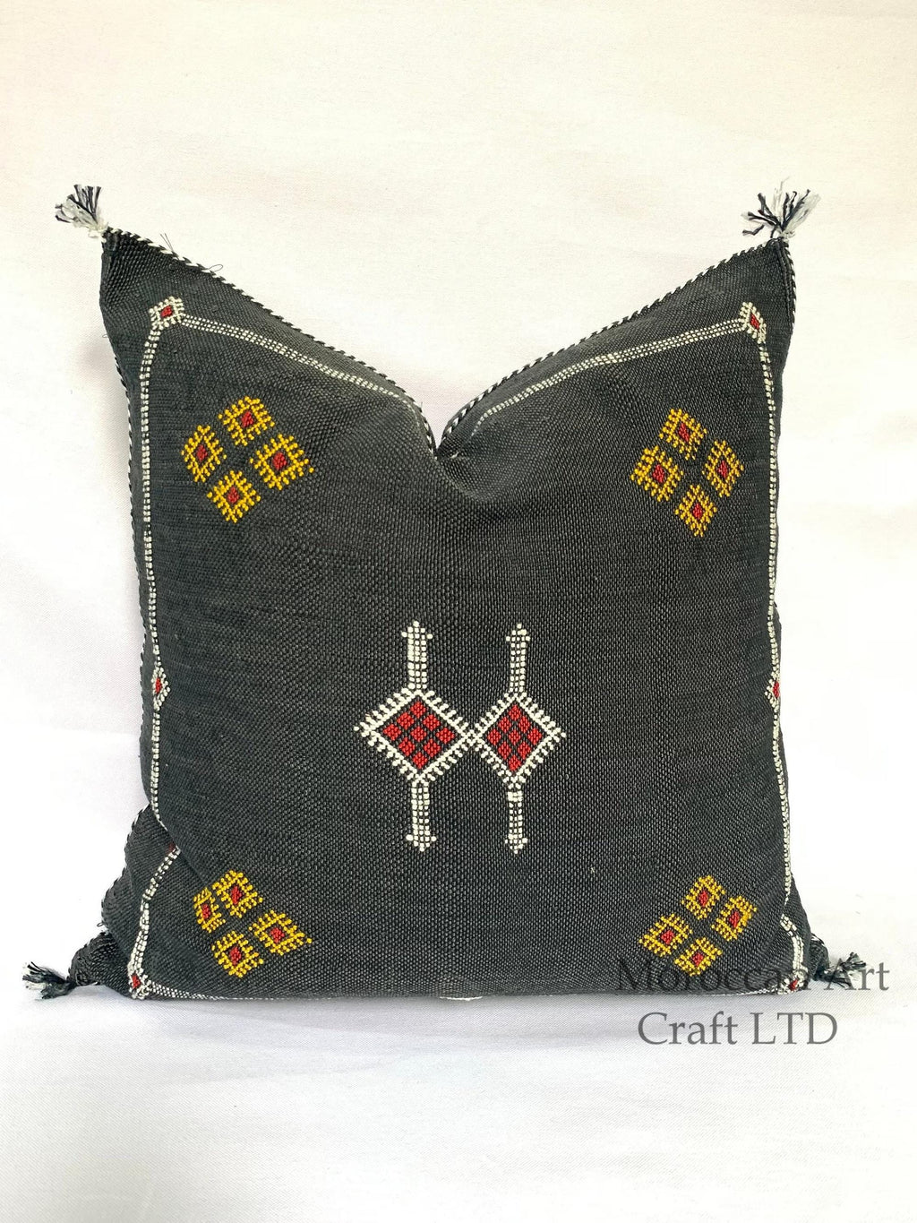 Black Pillows silk All sizes , Sabra Cactus Pillow Silk,  Lumbar Cushion Handmade Silk Decorative Pillow - product image 1