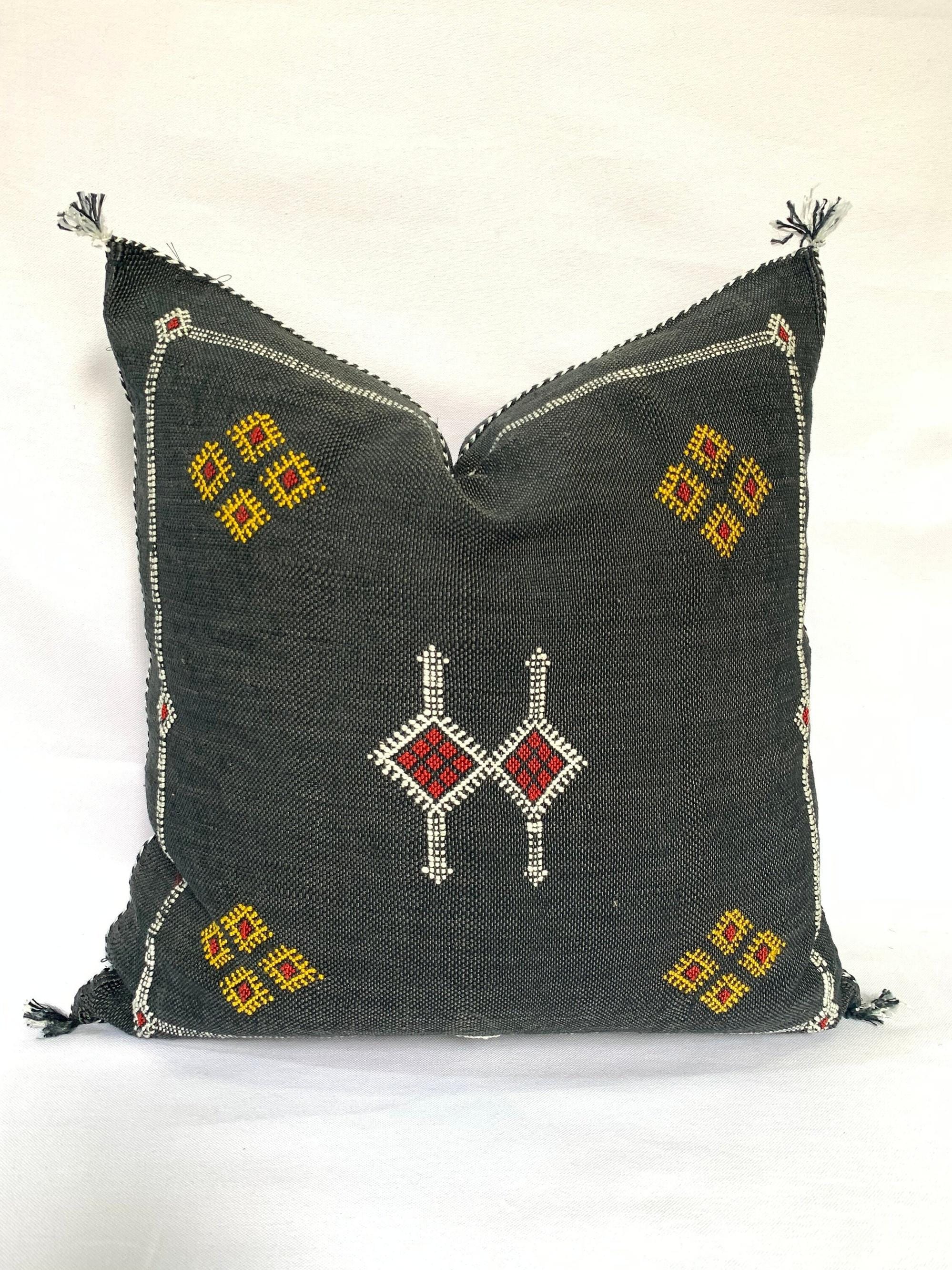 Black Pillows silk All sizes , Sabra Cactus Pillow Silk,  Lumbar Cushion Handmade Silk Decorative Pillow - product image 9