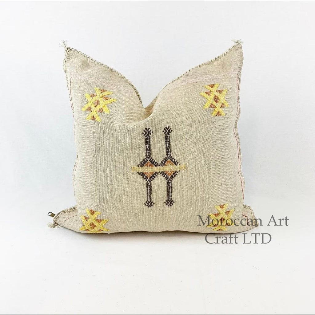 Beige Pillows silk All Sizes - Moroccan Cactus Silk pillow - pillow Cactus Silk - Throw pillow case, Lumb - product image 1