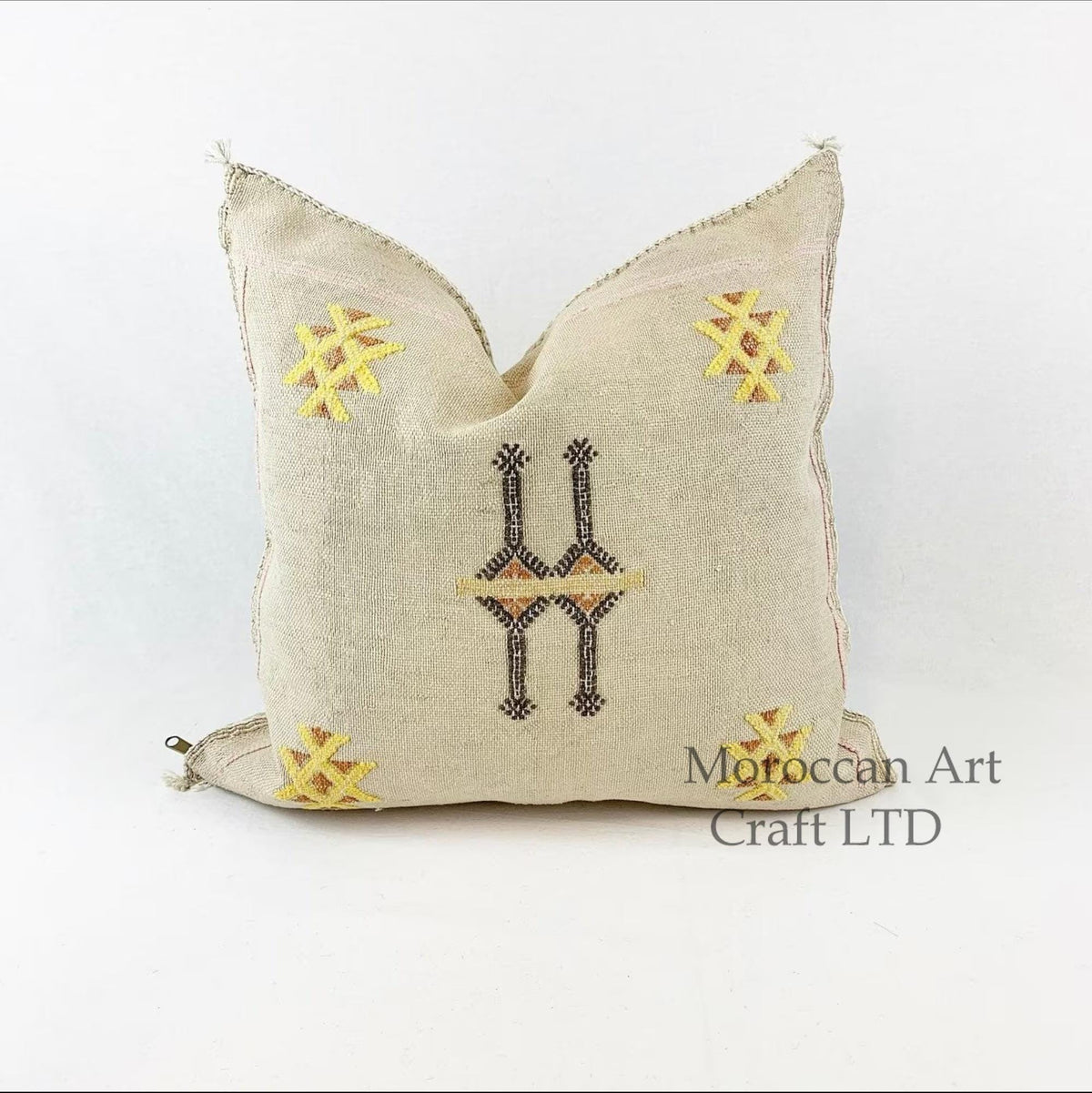 Beige Pillows silk All Sizes - Moroccan Cactus Silk pillow - pillow Cactus Silk - Throw pillow case, Lumb - product image 1