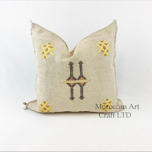 Beige Pillows silk All Sizes - Moroccan Cactus Silk pillow - pillow Cactus Silk - Throw pillow case, Lumb - product image 1