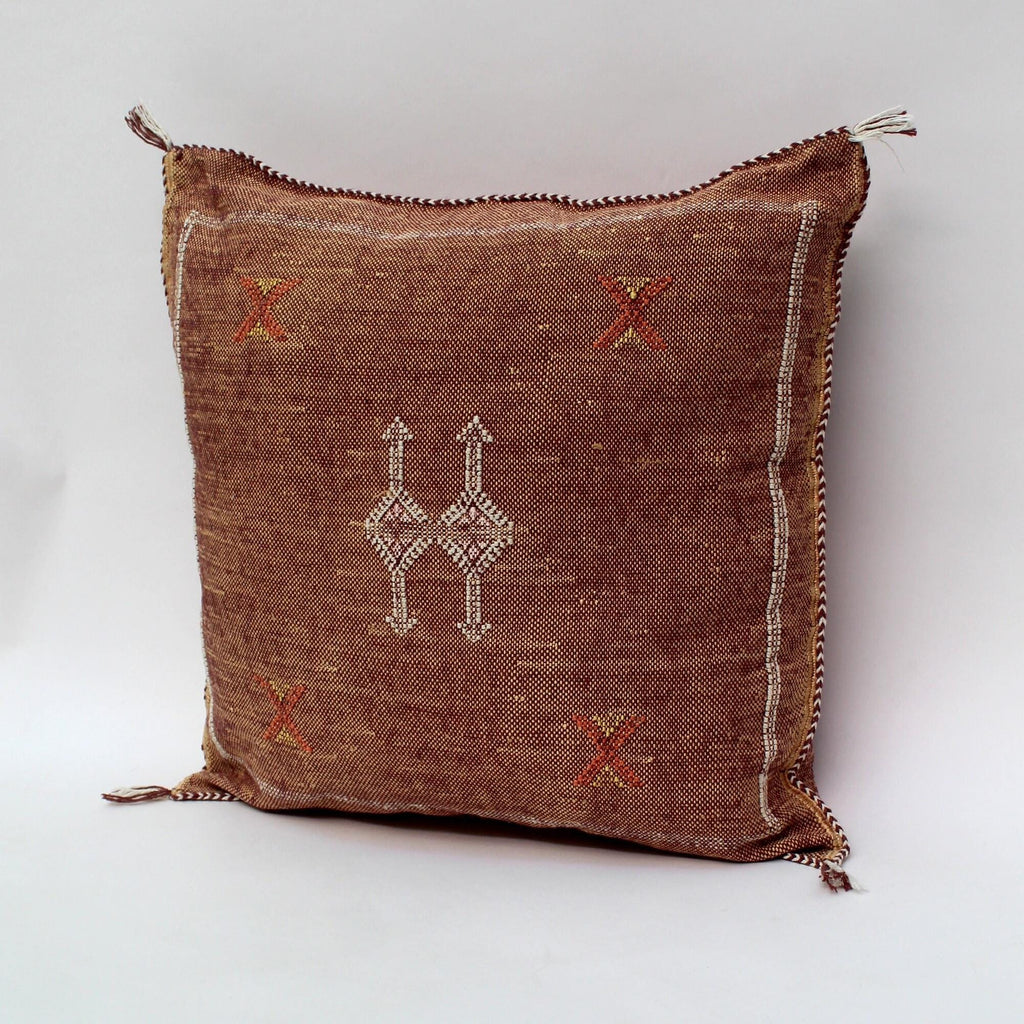 brown Pillows silk All sizes ,Pillow Cactus Silk, Brown Lumbar Cushion Handmade Silk Decorative Pillow, M - product image 3