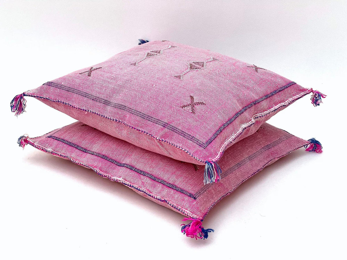 Pink Pillows silk 20x20,Pillow Cactus Silk, White Lumbar Cushion Handmade Cactus Silk Decorative Pillow - product image 3