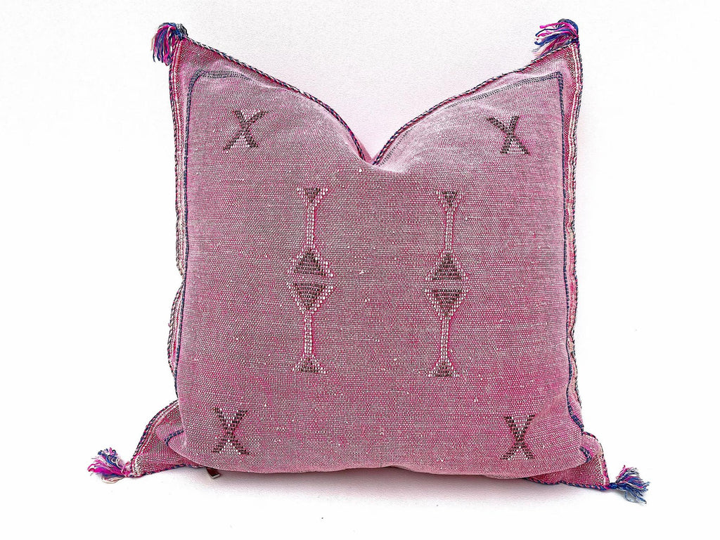 Pink Pillows silk 20x20,Pillow Cactus Silk, White Lumbar Cushion Handmade Cactus Silk Decorative Pillow - product image 6