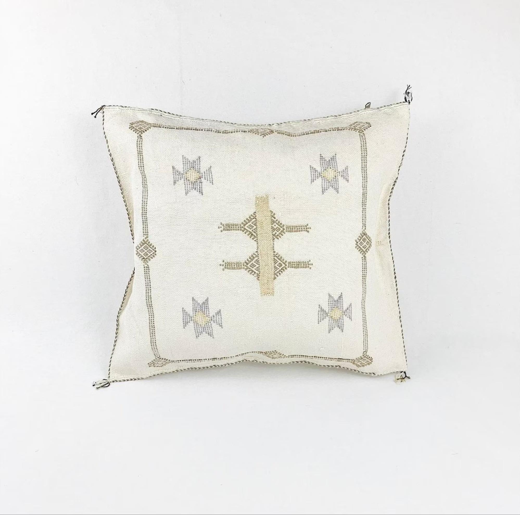 White Pillows silk All sizes ,Pillow Cactus Silk, Moroccan Lumbar Cushion Handmade Silk Decorative Pillow - product image 2