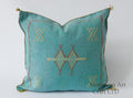 Blue Moroccan Cactus Silk Pillow ALL SIZES - product image 1