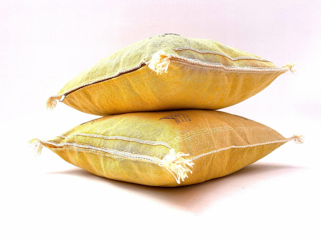 Yellow Pillows silk All sizes ,Pillow Cactus Silk, Yellow Lumbar Cushion Handmade Silk Decorative Pillow - product image 2
