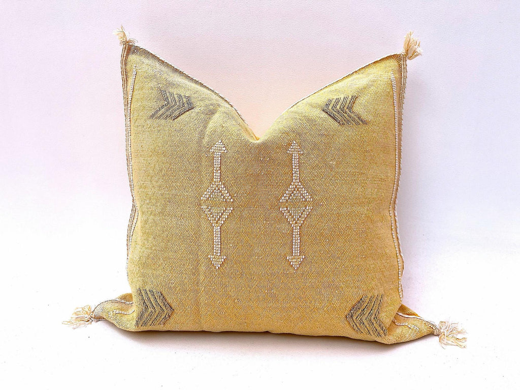 Yellow Pillows silk All sizes ,Pillow Cactus Silk, Yellow Lumbar Cushion Handmade Silk Decorative Pillow - product image 9