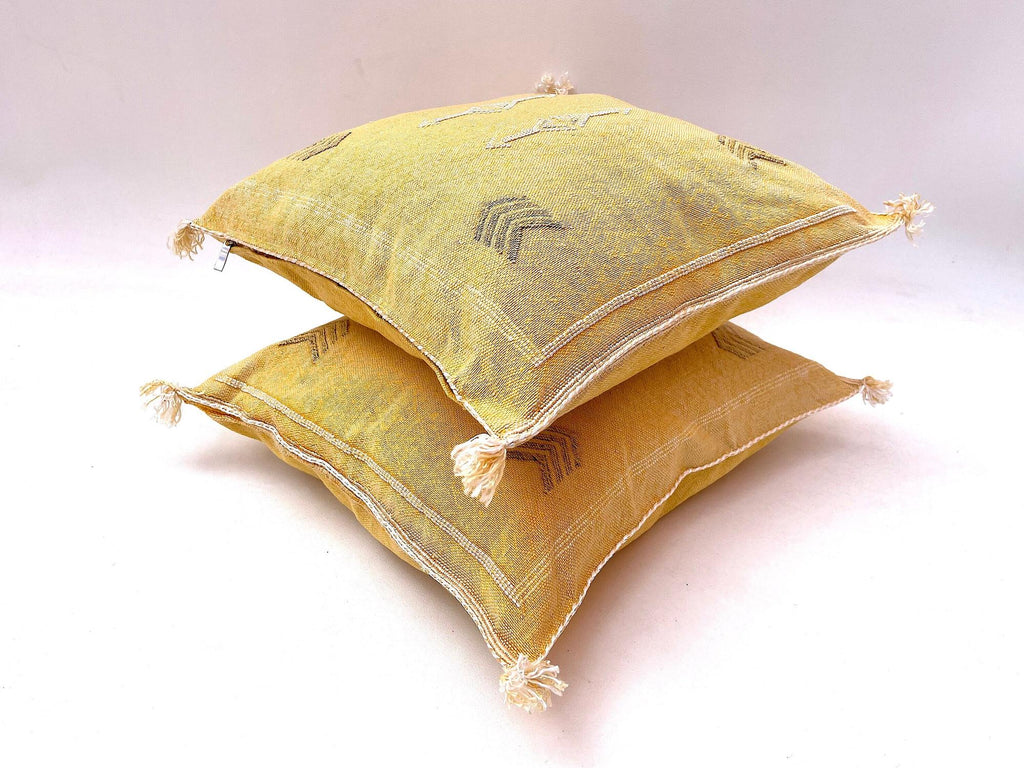 Yellow Pillows silk All sizes ,Pillow Cactus Silk, Yellow Lumbar Cushion Handmade Silk Decorative Pillow - product image 10