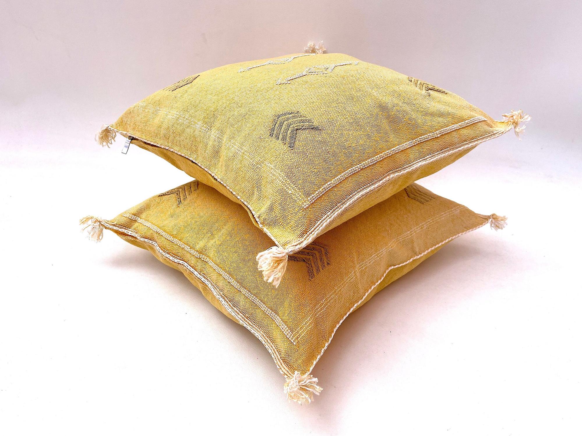 Yellow Pillows silk All sizes ,Pillow Cactus Silk, Yellow Lumbar Cushion Handmade Silk Decorative Pillow - product image 10