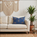 Handmade Moroccan Silk Pillow Cover, Indigo Blue Boho Tribal Embroidered Pillowcase for Sofa Couch, Sizes - product image 5