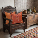 Rust Orange Silk Pillow Cover, Handmade Moroccan Boho Pillowcase, Tribal Embroidered Decor, Custom Floor - product image 5