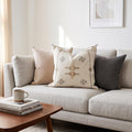 Moroccan Silk Pillow Cover, Handmade Boho Pillowcase, Ivory Beige Tribal Embroidery, Sofa Couch Accent, F - product image 1