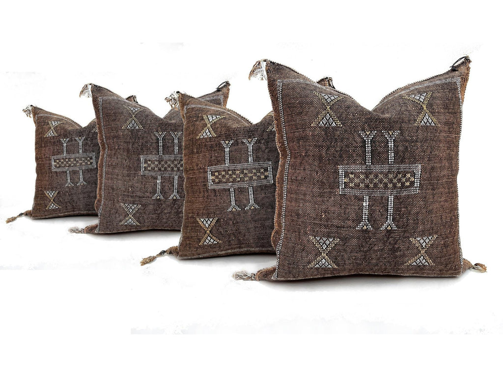 Brown silk pillow, Moroccan Sabra cushion, handmade cactus silk pillow, Berber Sabra cushion, Pillow Thro - product image 3