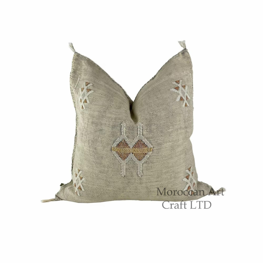 Beige Moroccan Cactus Silk Pillow ALL SIZES - product image 1